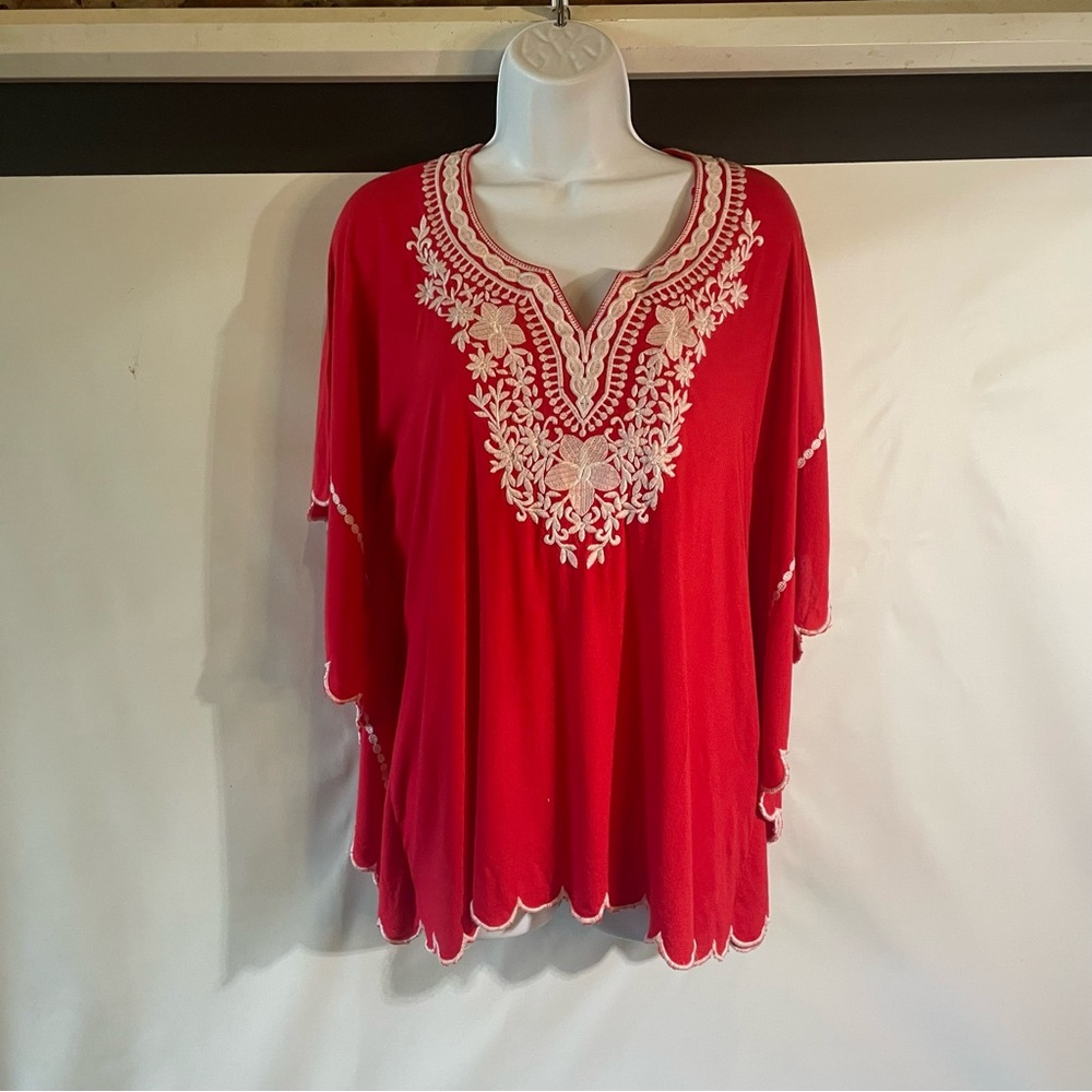Mira Mikati Red and White Blouse Vibrant Design